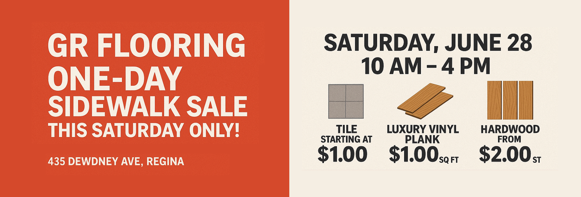 GR Flooring Sidewalk Sale Banner on June 28